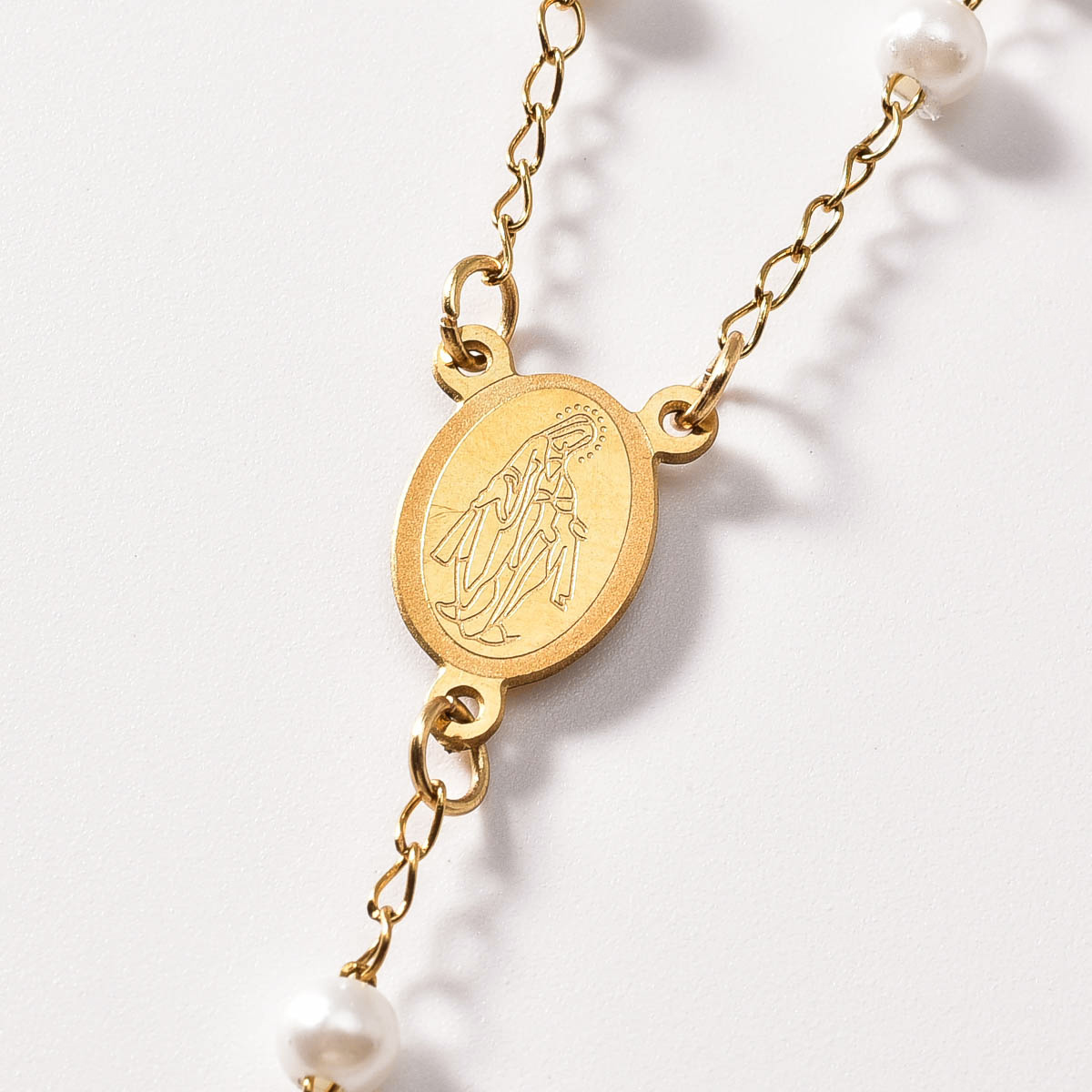 Unisex Crucifix Y-Shaped Necklace with White Beads